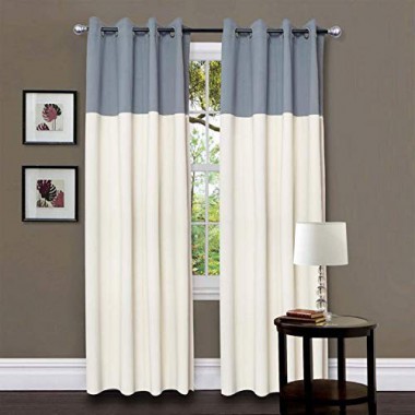 Curtainwala Kurtains2fly Grey Beige 626/606 2 Panels Twin Two Color Blackout Opaque Curtains