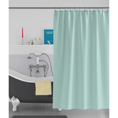 Curtainwala kurtains2fly Light Green-61 Box Textured Water-Repellent 1 Panel Shower Curtains