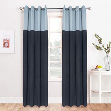 Curtainwala Kurtains2fly Grey Black 626/658 2 Panels Twin Two Color Blackout Opaque Curtains
