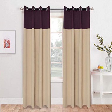 Curtainwala Kurtains2fly Purple Beige 644/645 2 Panels Twin Two Color Blackout Opaque Curtains