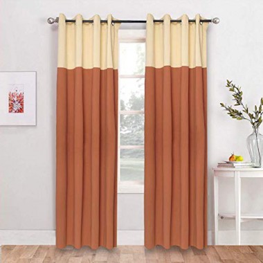Curtainwala Kurtains2fly Beige Brown 608/651 2 Panels Twin Two Color Blackout Opaque Curtains