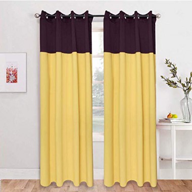 Curtainwala Kurtains2fly Purple Yellow 644/614 2 Panels Twin Two Color Blackout Opaque Curtains