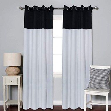 Curtainwala Kurtains2fly Grayish White Black 658/602 2 Panels Twin Two Color Blackout Opaque Curtains