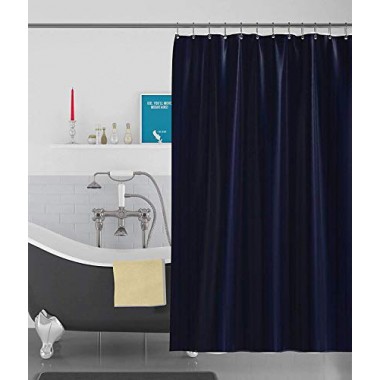 Curtainwala kurtains2fly Stripe Textured Dark Blue -59 Anti Bacterial Water-Repellent Shower Curtain