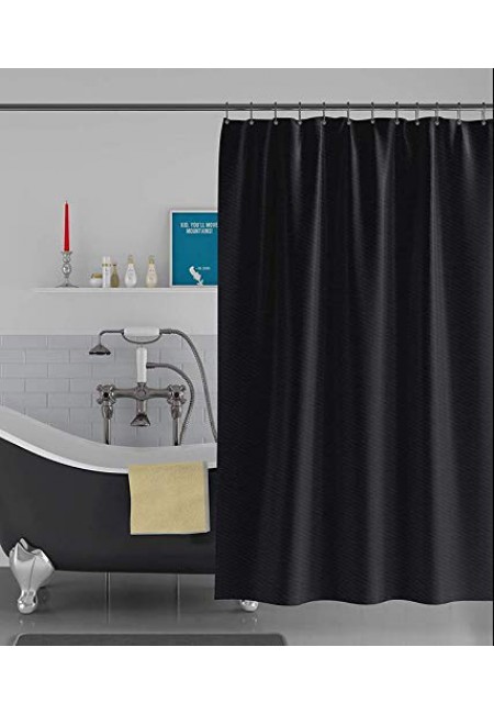 kurtains2fly Lahariya Textured Black - 62 Water-Repellent 1 Panel Shower Curtain
