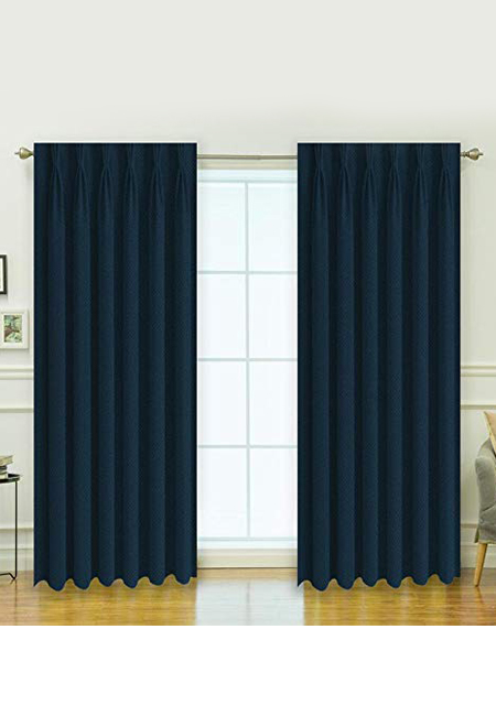 Kurtains2fly Polyester Both Sided Room Darkening Blackout Pinch Pleat Curtains 2 Panels