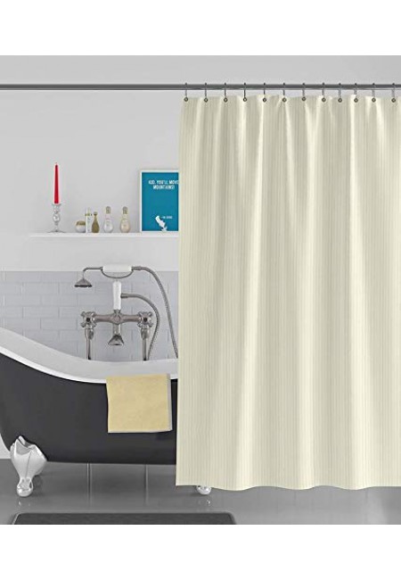 kurtains2fly Stripe Textured Cream - 52 Anti Bacterial Water-Repellent 1 Panel Shower Curtain