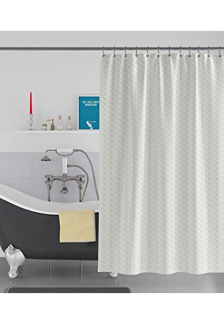 kurtains2fly Polyester Cube Textured Cream - 52 Water-Repellent 1 Panel Shower Curtain