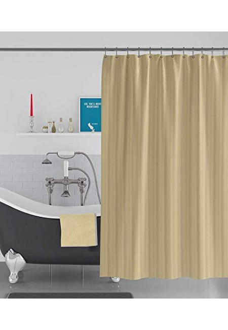 kurtains2fly Stripe Beige-54 Textured Pitch Anti Bacterial Water-Repellent 1 Panel Shower Curtain