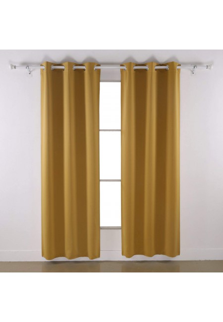 Kurtains2fly Polyester Gold 613 Darkening Blackout Curtains 2 Panels