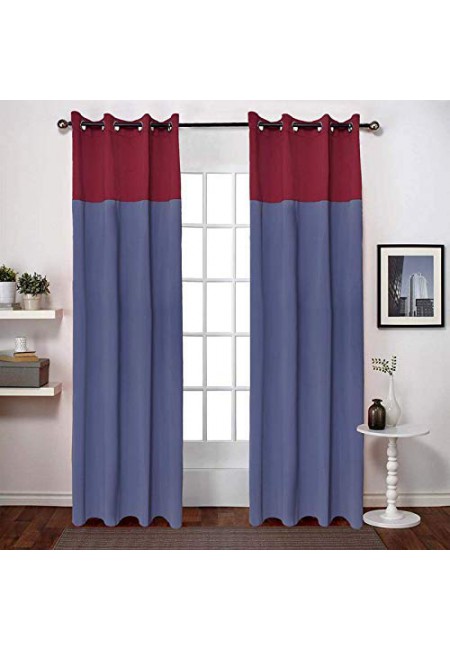 Kurtains2fly Maroon Purple 640/625 2 Panels Twin Two Color Blackout Opaque Curtains