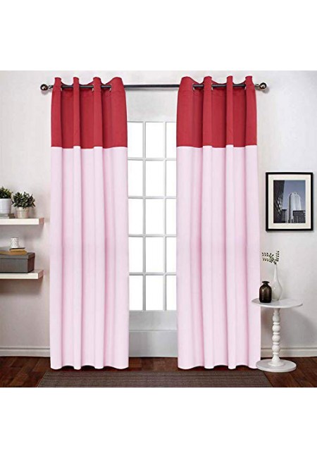 Kurtains2fly Maroon Pink 640/627 2 Panels Twin Two Color Blackout Opaque Curtains