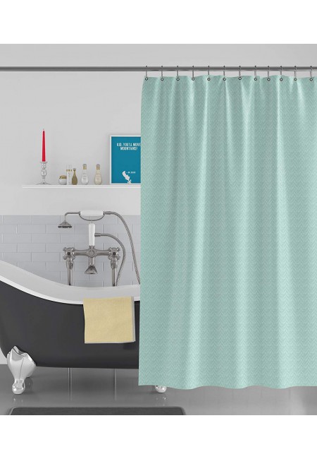kurtains2fly Light Green-61 Box Textured Water-Repellent 1 Panel Shower Curtains