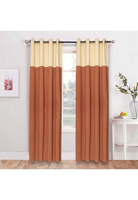 Kurtains2fly Beige Brown 608/651 2 Panels Twin Two Color Blackout Opaque Curtains