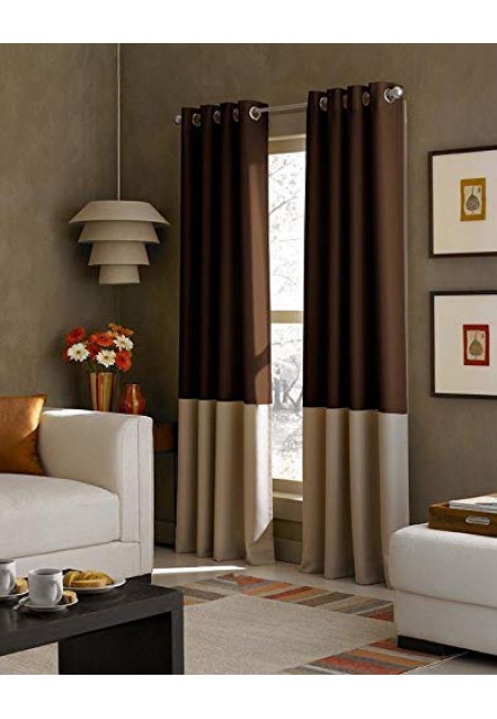 Kurtains2fly Polyester Beige Brown 653 606 Twins Curtains 2 Panels