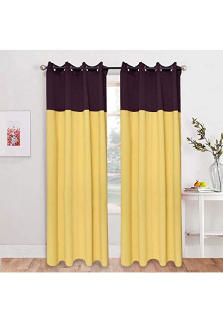 Kurtains2fly Purple Yellow 644/614 2 Panels Twin Two Color Blackout Opaque Curtains