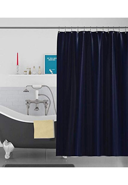 kurtains2fly Stripe Textured Dark Blue -59 Anti Bacterial Water-Repellent Shower Curtain