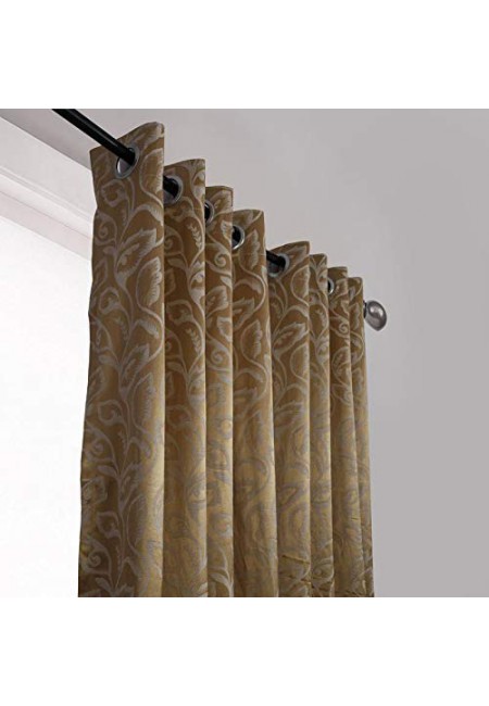 Kurtains2fly Evince 10 Gold Polyester Jacquard Fabric Curtains Set of 2 Panel