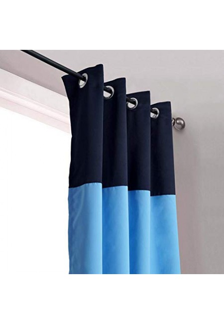 Kurtains2fly Dark Blue-Blue 642/621 2 Panels Twin Two Color Blackout Opaque Curtains