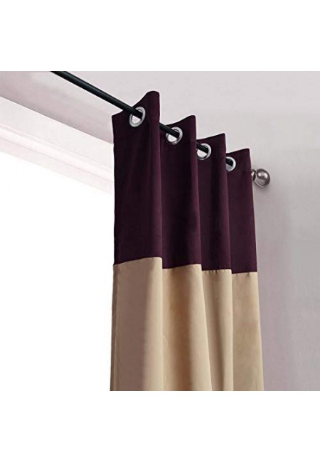 Kurtains2fly Purple Beige 644/645 2 Panels Twin Two Color Blackout Opaque Curtains