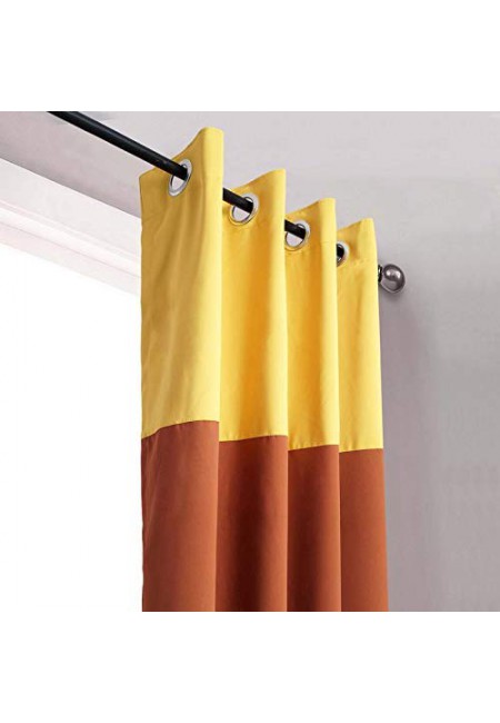 Kurtains2fly Yellow Brown 614/651 2 Panels Twin Two Color Blackout Opaque Curtains