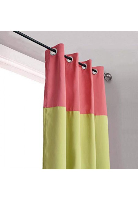 Kurtains2fly Pink Green 629/615 2 Panels Twin Two Color Blackout Opaque Curtains