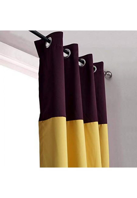 Kurtains2fly Purple Yellow 644/614 2 Panels Twin Two Color Blackout Opaque Curtains
