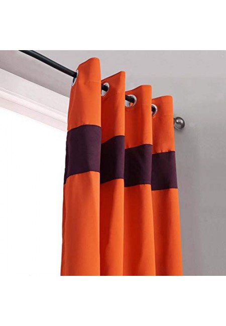 Kurtains2fly Purple Orange 644/637Room Darkening 2 Panels Top Line Blackout Curtains